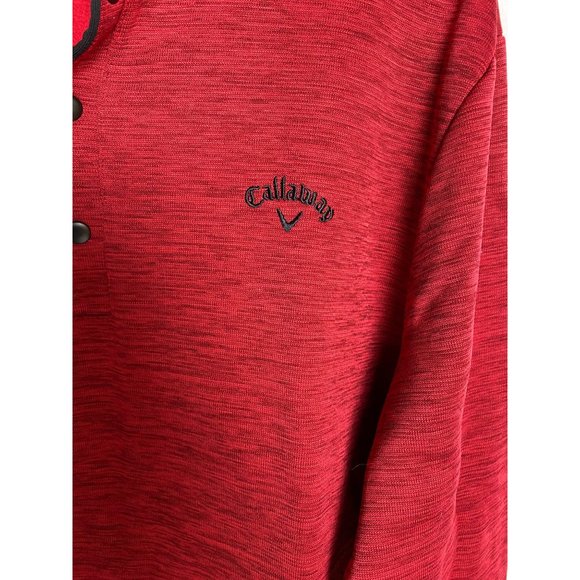 Callaway Men's Red Long Sleeve Pullover Size Large 1/4 Snap Button - Picture 3 of 6